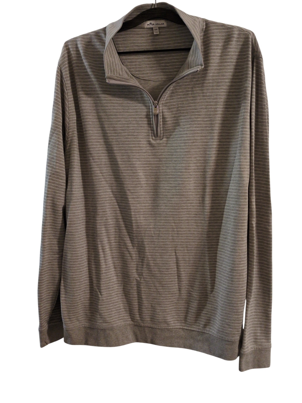 Peter Millar Men's XXL Heathered Gray Micro Stripe 1/4 Zip Pullover